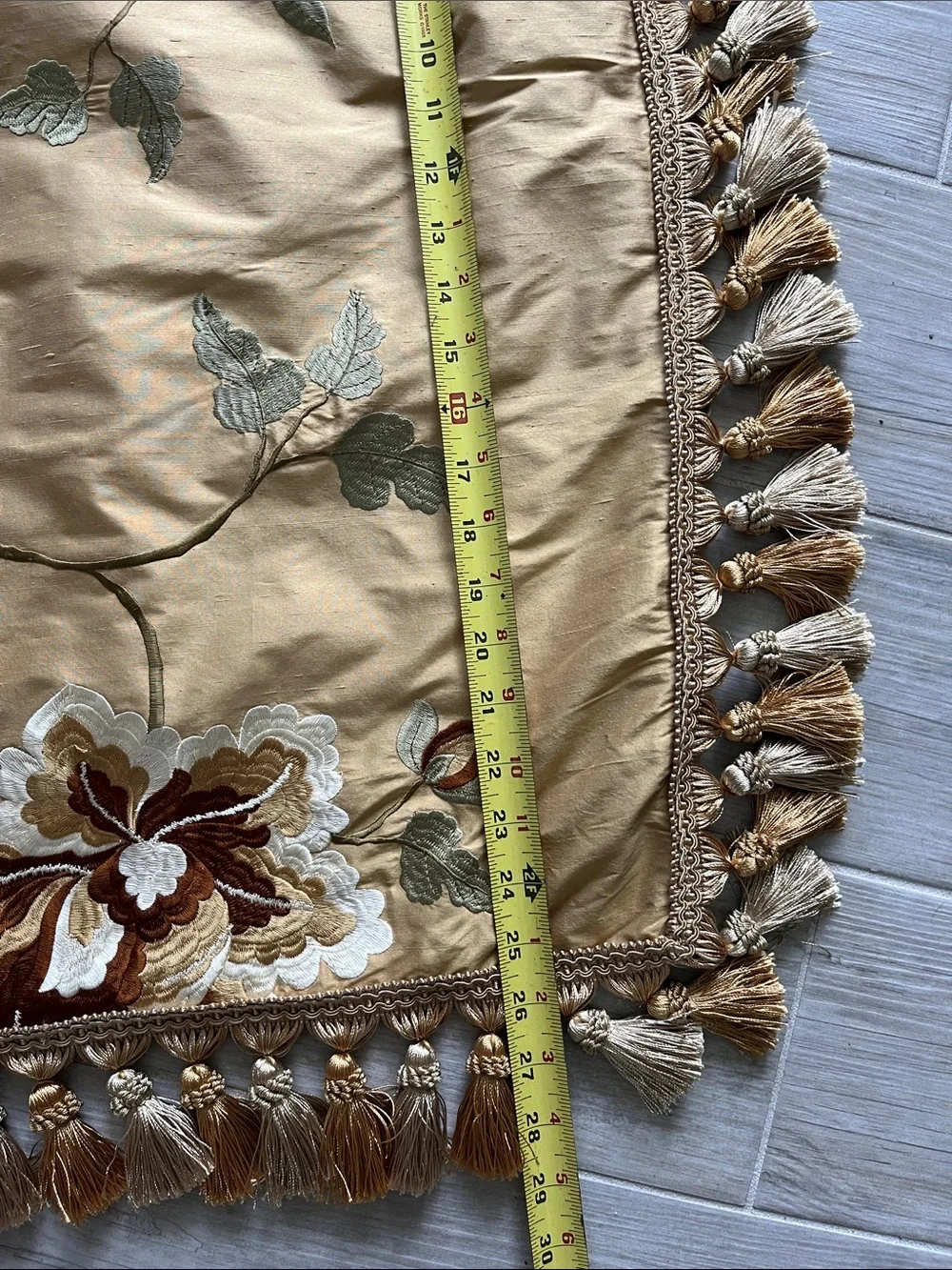 Large handcrafted  square floral embroidered oversize pillow sham   Thick tassel